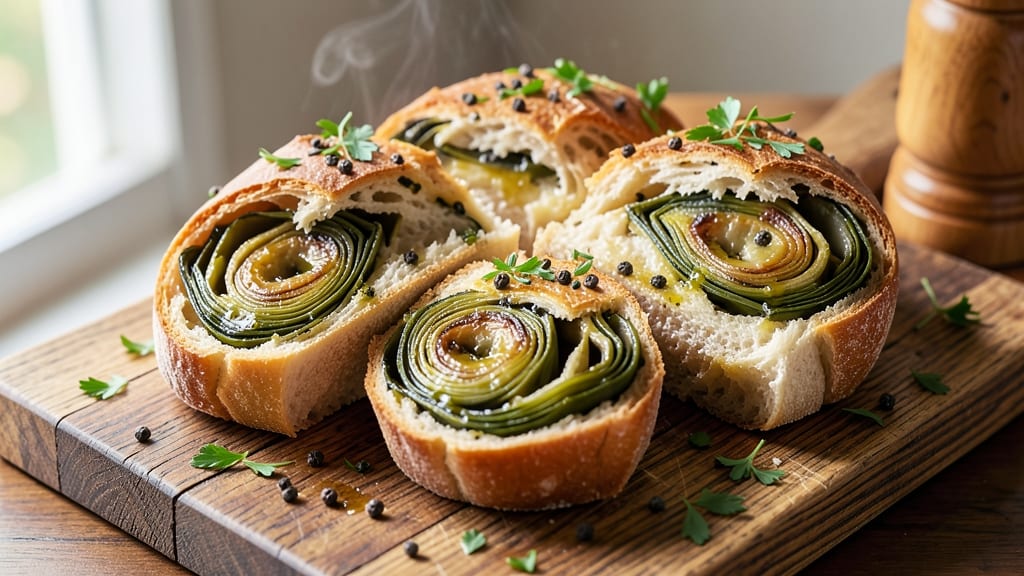 Artichoke Stuffed Bread Recipe: Crispy Crown Hiding Herby Filling
