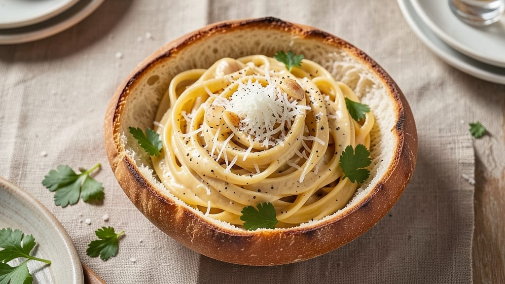 Alfredo Bread Bowl Recipe: Cheesy Pasta-Stuffed Bread Bites